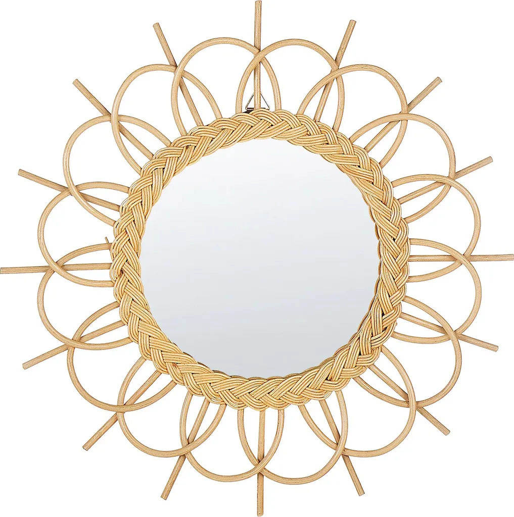 Miroir rond en rotin naturel 60 cm décoration murale design et moderne