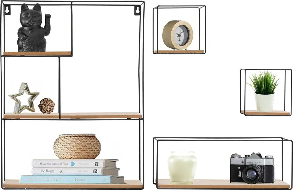 Étagère Murale Salon et Bureau Tutumi Loft 391883 Noire - Pack de 4