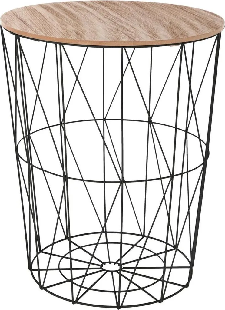 Petite table basse ronde en métal noir 47 cm - Table d'appoint salon