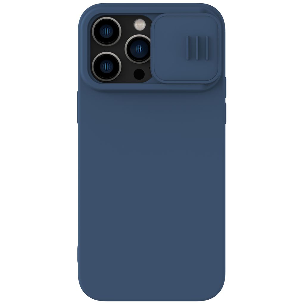 Nillkin CamShield magnetische Silikonhülle für iPhone 14 Pro magnetische MagSafe-Hülle mit Kameraabdeckung blau