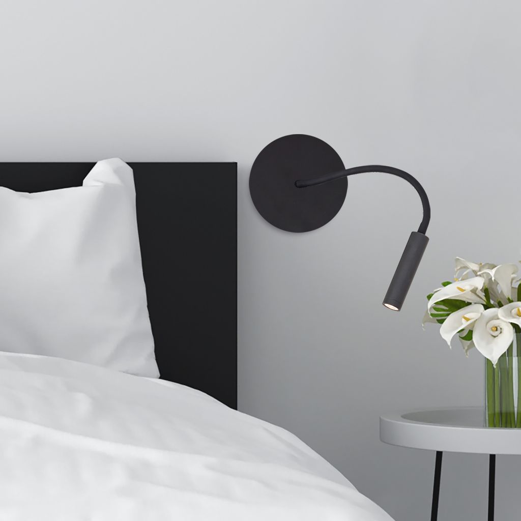 BRILLIANT Jutta LED Wandspot mit Flexarm und Schalter sand schwarz