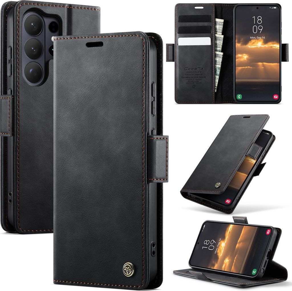 Handyhülle für Samsung Galaxy S26 Ultra Hülle Leder mit RFID Schutzhülle Klapphülle Magnet Kartenfach Standfunktion Braun