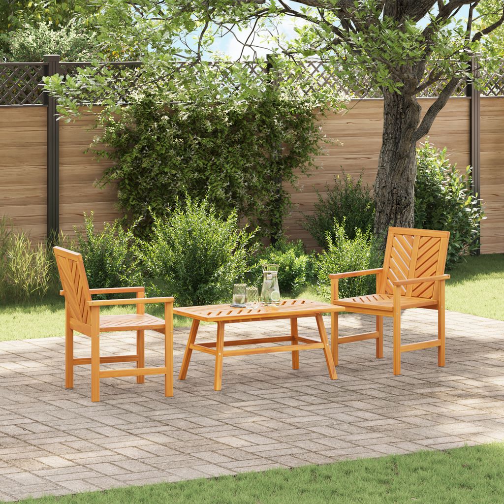 3-teilige Garten Lounge Set Massivholz Akazie, Gartenstühle DesignMöbel Neu