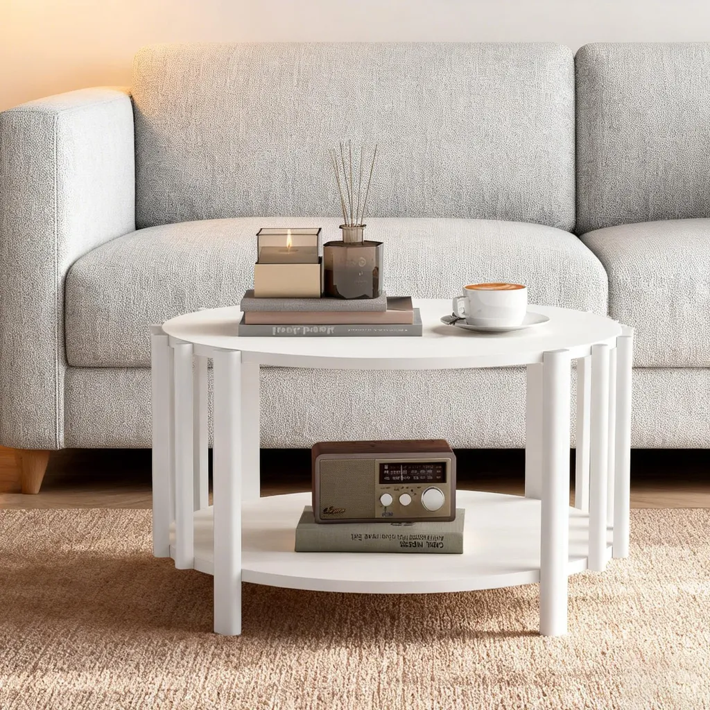Table basse gain de place pour petits salons avec plateau de thé