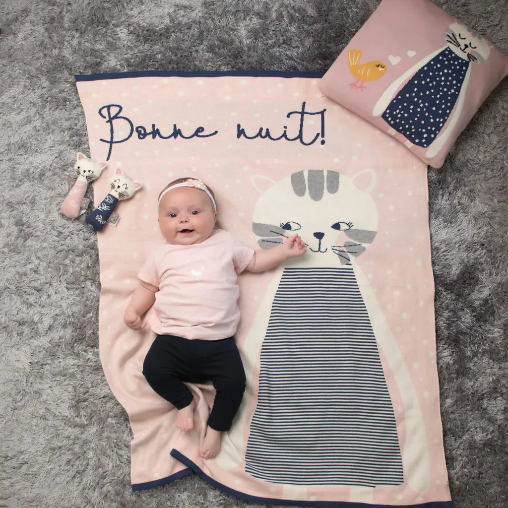 Couverture Chaton Tiny Rose 80x100 cm : Douceur Anti-Irritations - 5