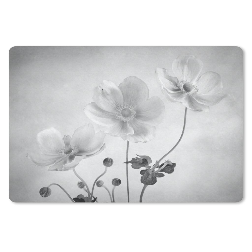 MuchoWow Mauspad Mousepad Stilleben - Schwarz und Weiß - Blumen 27x18 cm - Mousepads - Maus Mat - Pad - Mausunterlage - Büroartikel - Desk Matten