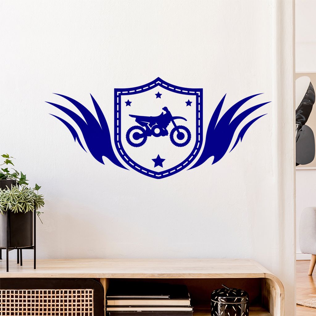Motocross Wappen Wandtattoo Wandaufkleber Wall Sticker - Dekoration, Küche, Wohnzimmer, Schlafzimmer, Badezimmer