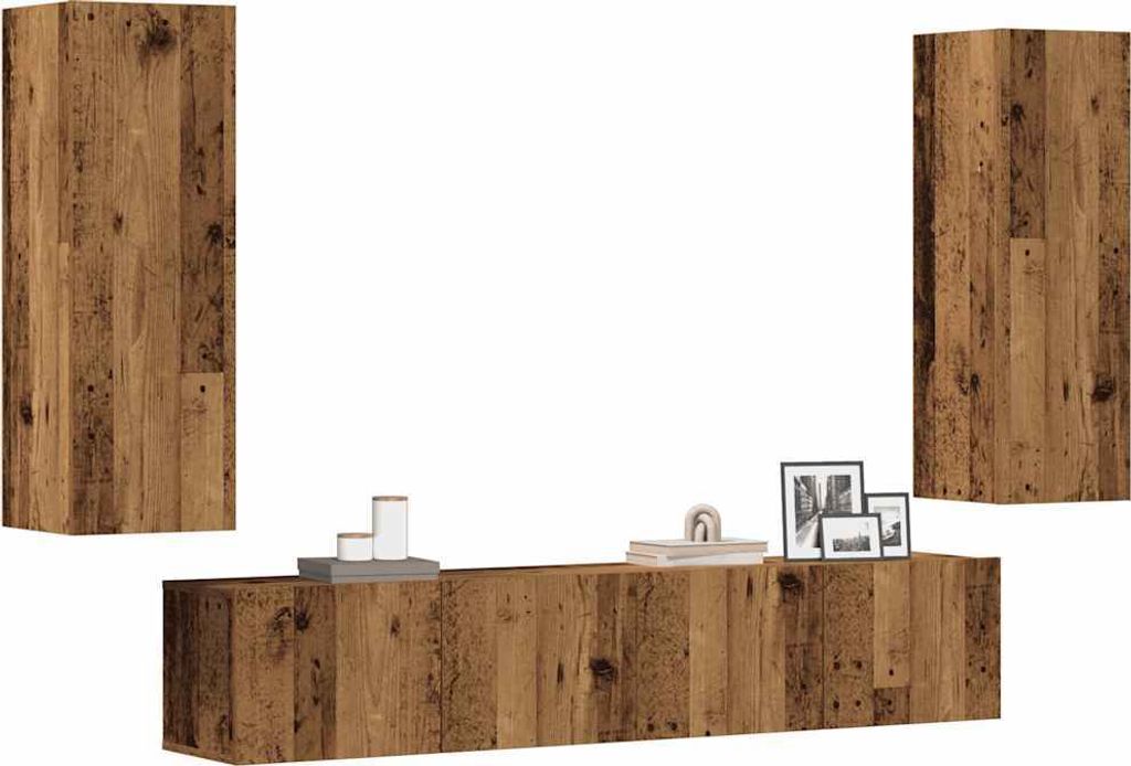 TV-Wandschränke 4 Stk. Altholz-Optik Holzwerkstoff