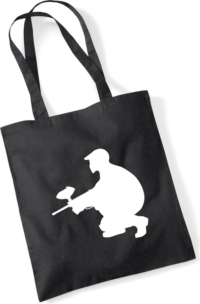 Huuraa Jutebeutel Paintball Silhouette 10 Liter Black Baumwolle Tasche Geschenkidee