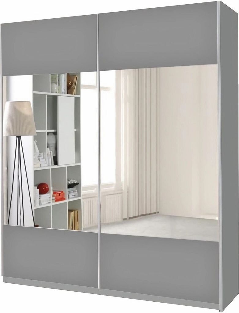 Schwebetürenschrank Vario 175X211X60 Kleiderschrank Schrank Mit Spiegel Grau