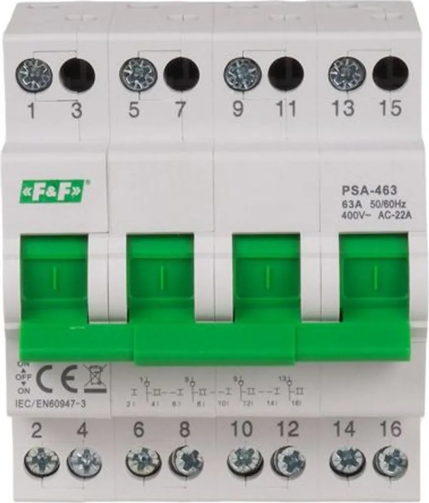 Commutateur de source 4 Pôles 63A 400V - Inverseur manuel modulaire - 2