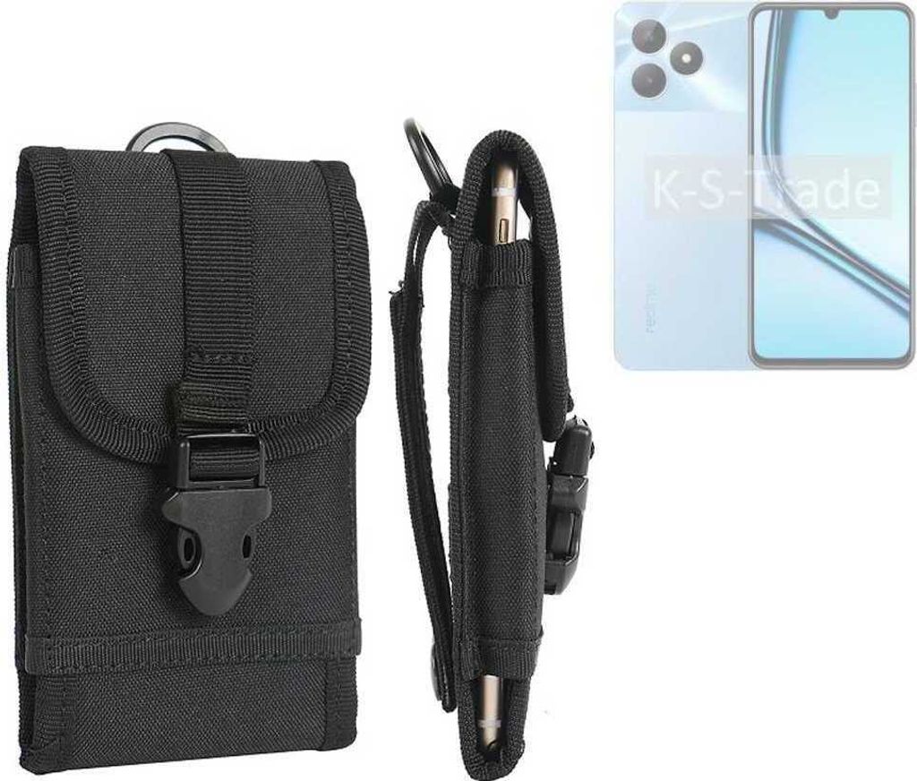 K-S-Trade Holster Handy Hülle kompatibel mit Realme Note 50 Holster Handytasche Gürtel Tasche Schutz Hülle Robust Outdoor schwarz