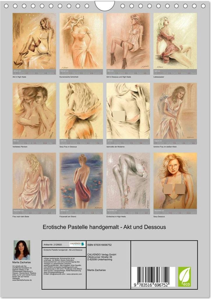 Erotische Pastelle handgemalt - Akt und Dessous (Wandkalender 2026 DIN A4 hoch), CALVENDO Monatskalender