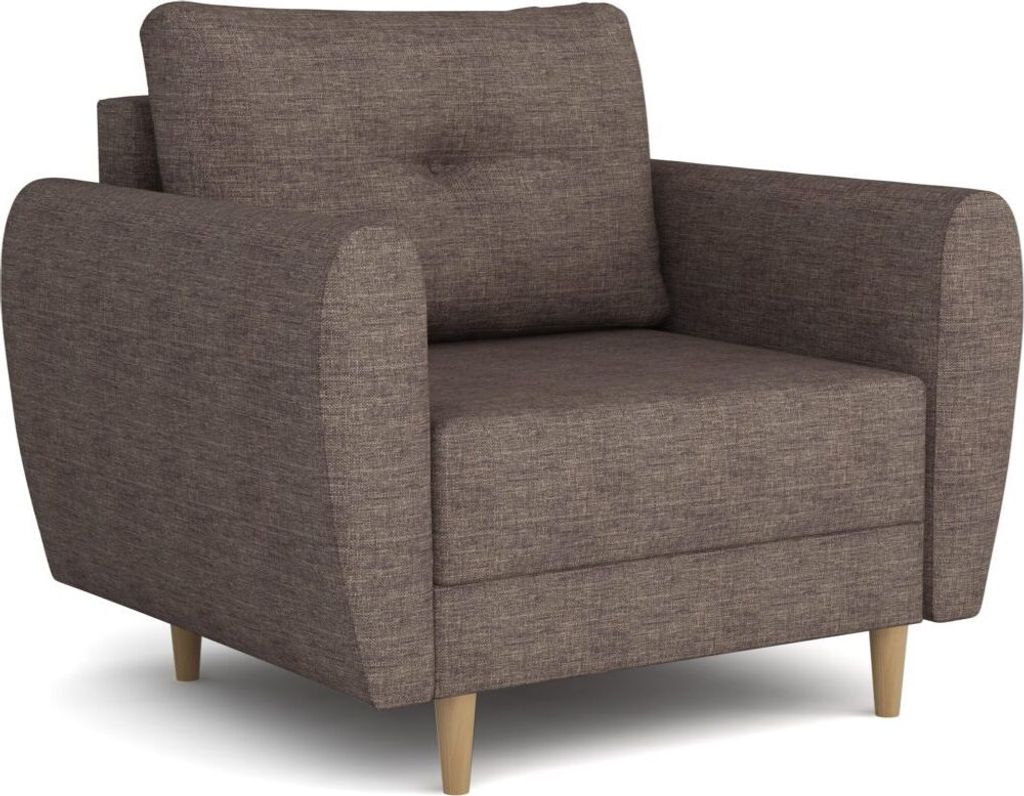 Easy4You Sessel Mady 90 cm, Relaxsessel, Skandinavischer Sessel, Moderner Polstersessel in Stoff Lux, Wohnzimmermöbel Farbe: Braun (Lux 12), Füß...