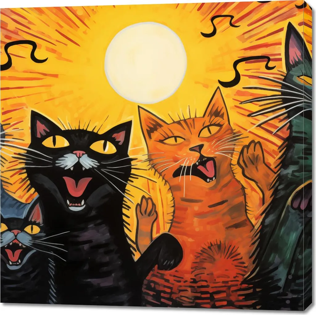 Quadro Moderno 100x100 Concerto Felino | Arredo Parete Luxury Design