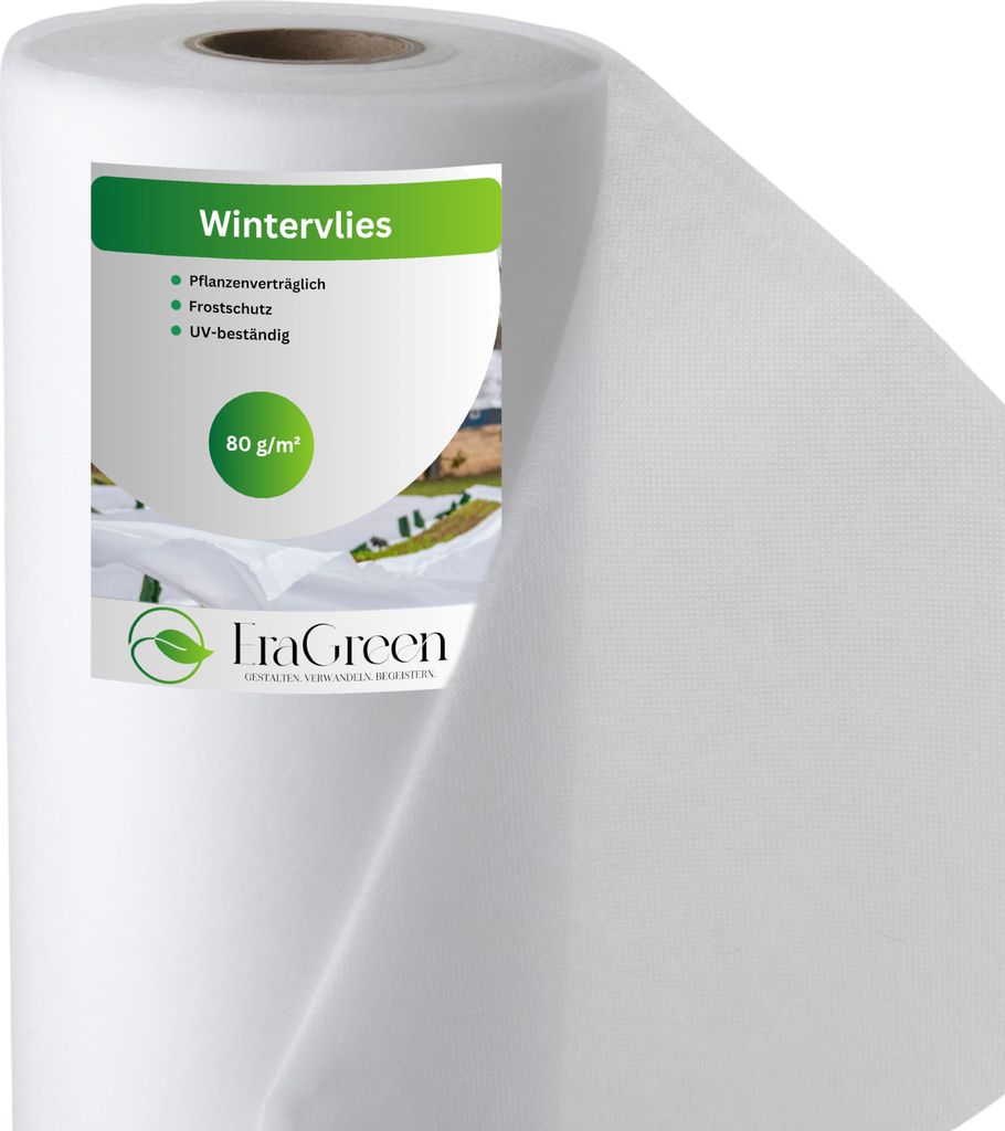 EraGreen Wintervlies 80g/m² 1,6m x 10 m - Frostschutzvlies für Pflanzen, Kälteschutzvlies UV-beständig und wasserdurchlässig, Frühbeetvlies, ...