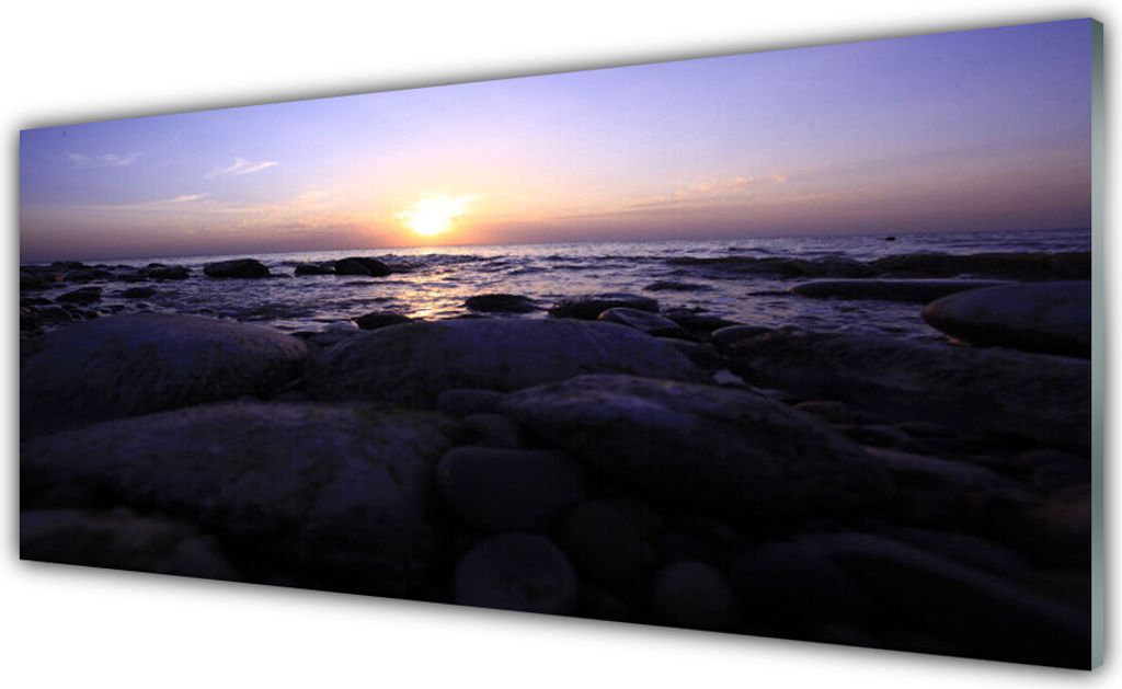 Glasbilder 125x50 Wandbild Druck auf Glas Steine Meer Landschaft