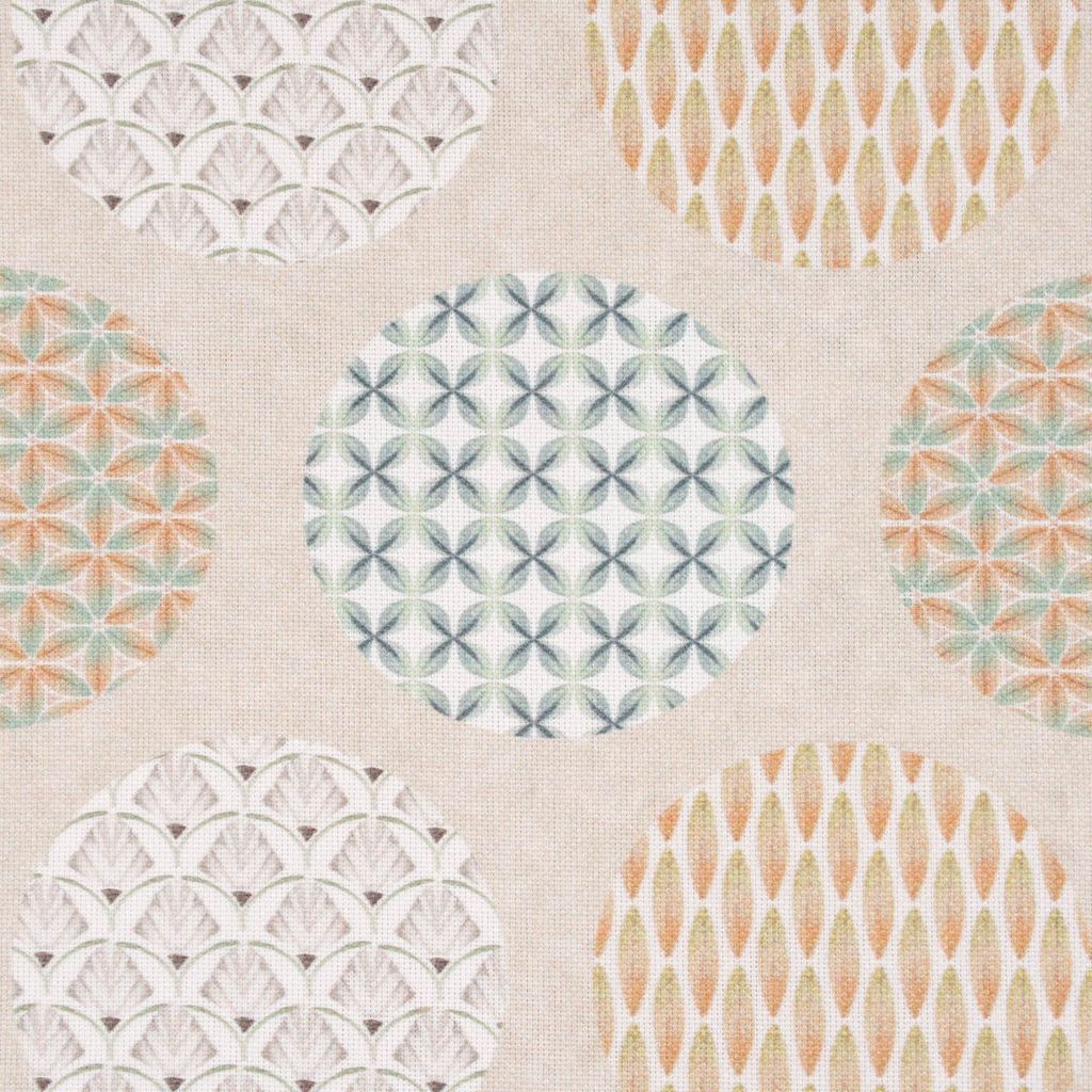 Gardinenstoff Dekostoff Landhausstoff Kreise natur mintgrün 1,60m