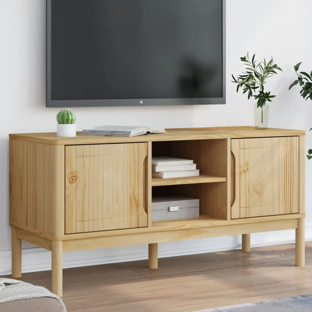 Mobile TV FLORO 114 cm Marrone Cera - Offerta Legno Pino Massiccio
