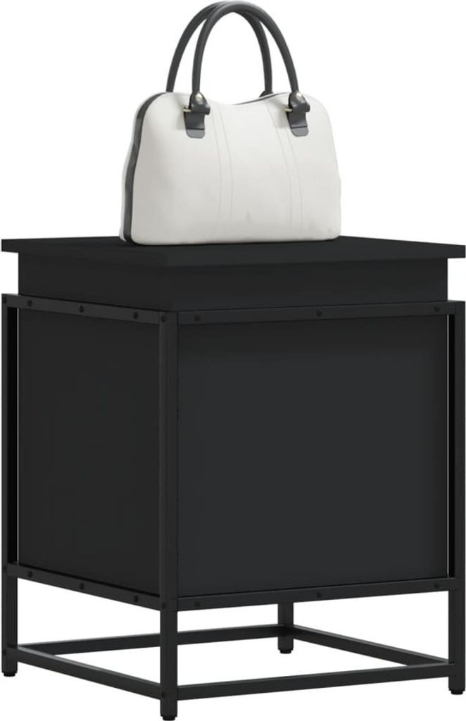 HOMMIE Aufbewahrungsbox - modernes Design - Kleiderschrank Organizer - mit Deckel Schwarz 40x40x51,5cm Holzwerkstoff DE920005 - Aufbewahrungsboxen