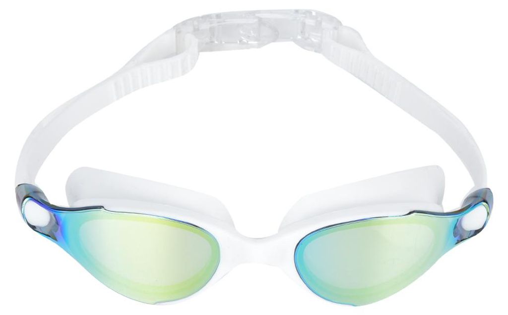 Professionelle, galvanisierte Schwimmbrille aus Silikon für Erwachsene, wasserdicht, beschlagfrei, Zubehör (Weiß)