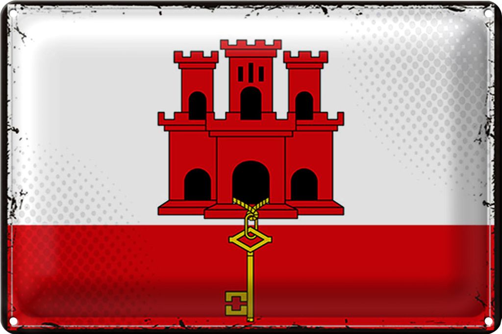 Blechschild Flagge Gibraltar 30x20cm Retro Flag Gibraltar