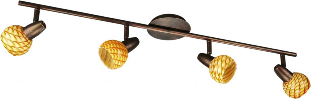Spotbalken 4 Flammig Dekorglas E14 LED tauglich Schwenkbar Braun