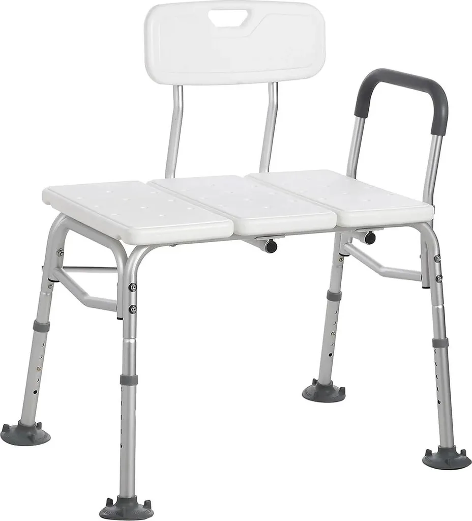 Banc de transfert antidérapant pour baignoire avec accoudoirs confort