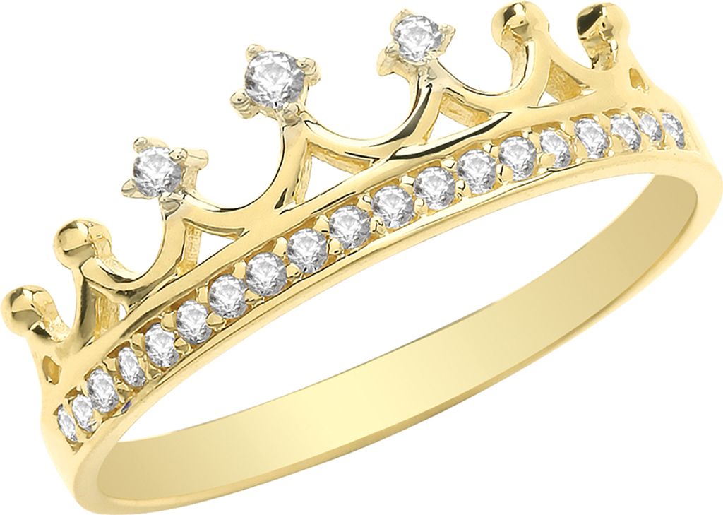 Edler 9 Karat (375) Gold Damen - Ring mit Zirkonia, 55 Produktbild 