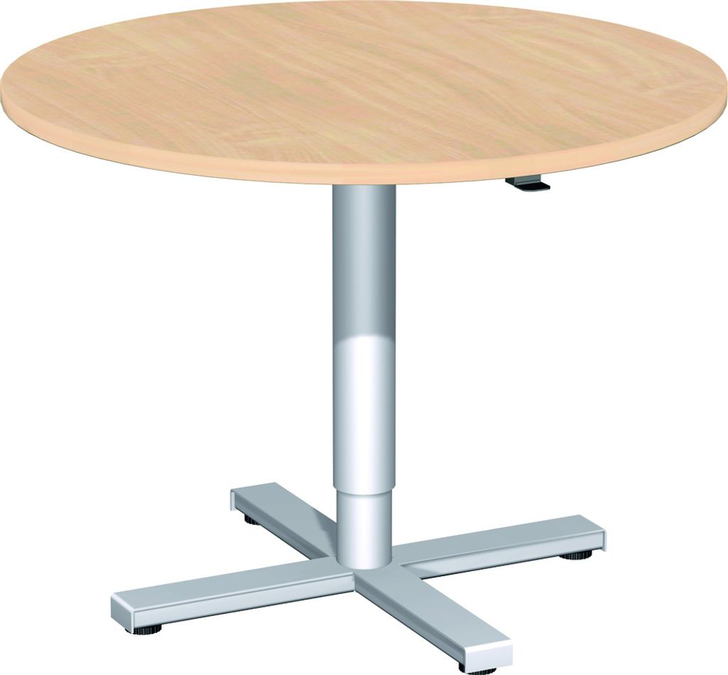 Gera Besprechungstisch Konferenztisch mit Hubsäule Kreisform feststehend, D-900x680-1120 Buche