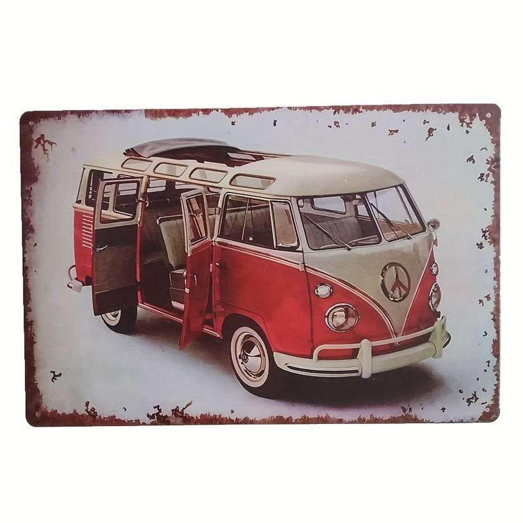 Plaque en métal vintage, Bulli VW Bus Image du produit 