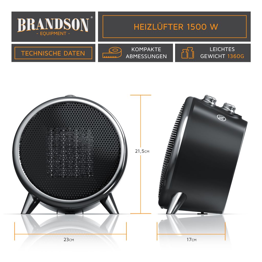 Brandson Keramik-Heizlüfter 1500W (305698) ab 22,85 €