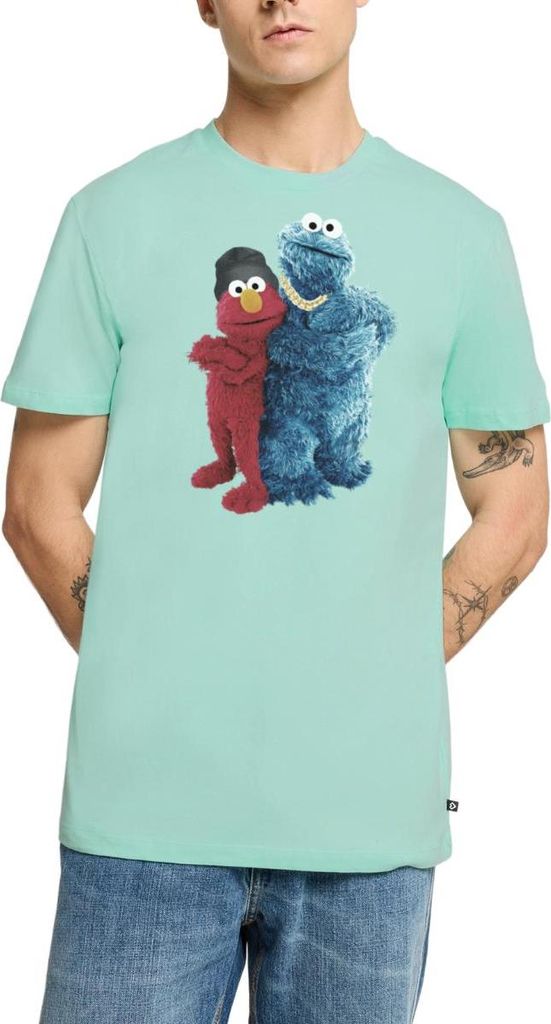 Spreadshirt Sesamstraße Gangster Krümelmonster & Elmo Männer Premium T-Shirt, 4XL, Mint