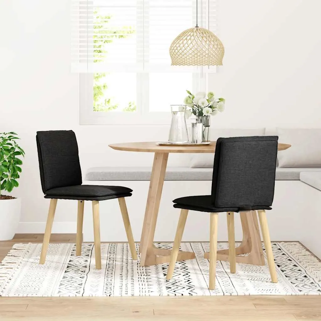 vidaXL Sedie Pranzo 2 pz Tessuto Nero | Arredo Interni Ergonomico