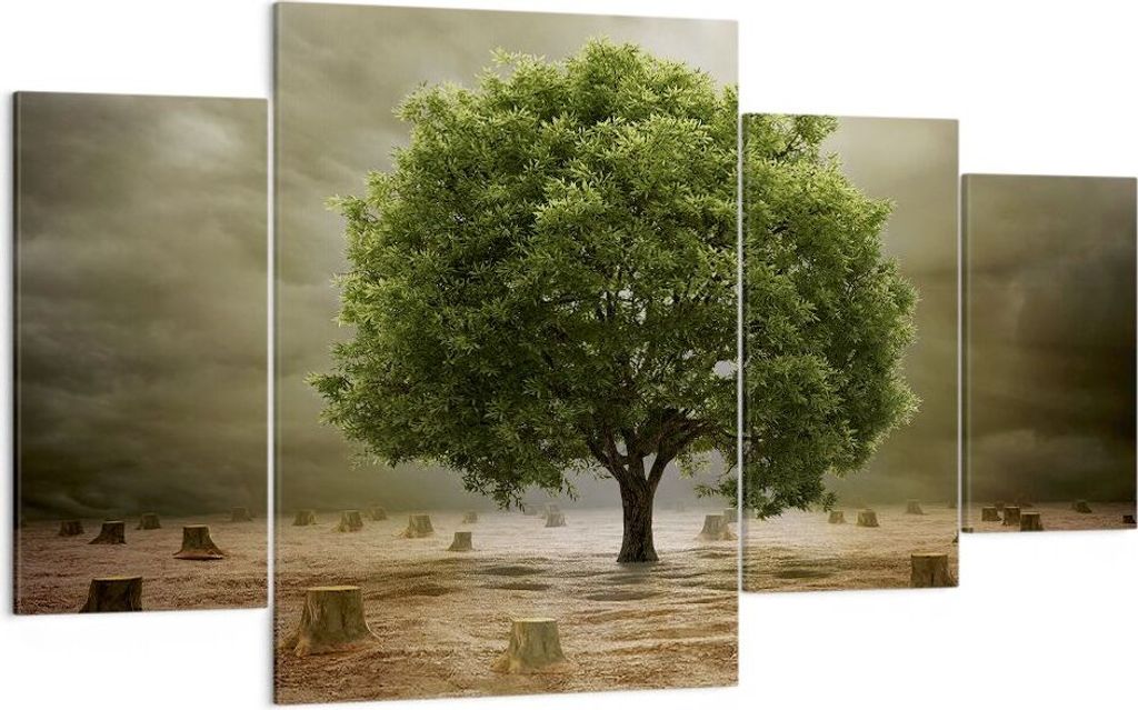 Bild auf Leinwand - Leinwandbild - Baum Feld Umwelt - 160x90cm - Wand Bild - Wanddeko - Wandbilder - Leinwanddruck - Bilder - Kunstdruck - Wanddeko...
