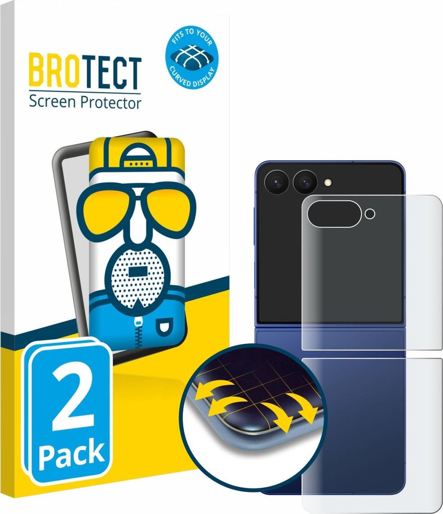 2x BROTECT Fullscreen Schutzfolie für Samsung Galaxy Z Flip 7 (Rückseite) Displayschutz Folie Fullcover Matt Entspiegelungsfolie