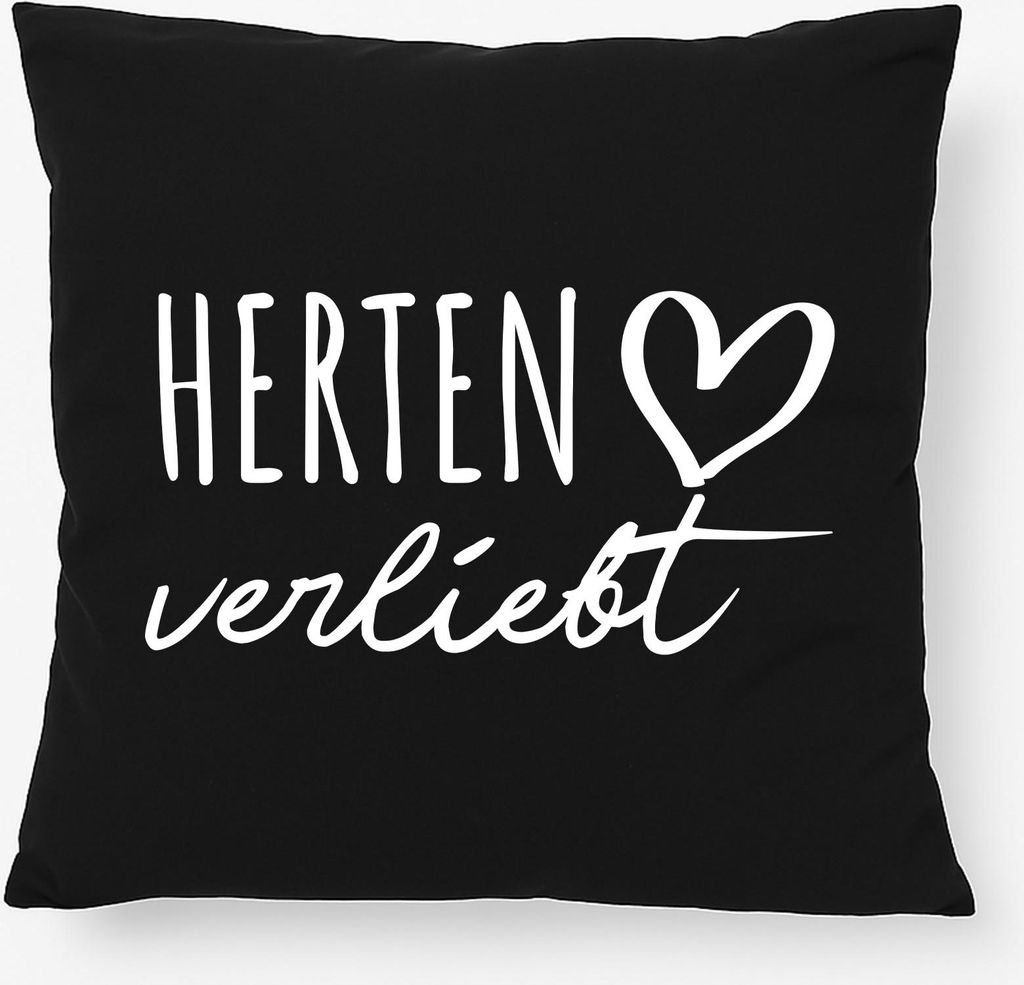 Huuraa Kissen Herten verliebt 40x40cm mit Füllung Black Baumwolle Dekokissen Geschenkidee