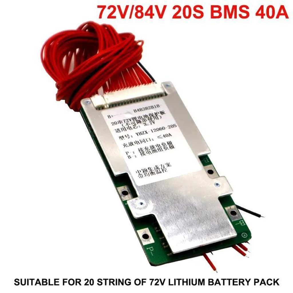 Lithium-Ionen BMS Batteriemanagement - Modell 72V 20S 40A Schutzplatine PCB - Für 18650 21700 Zellen - Balancer - DIY Akku Pack - Farbe 72V 20s BM...