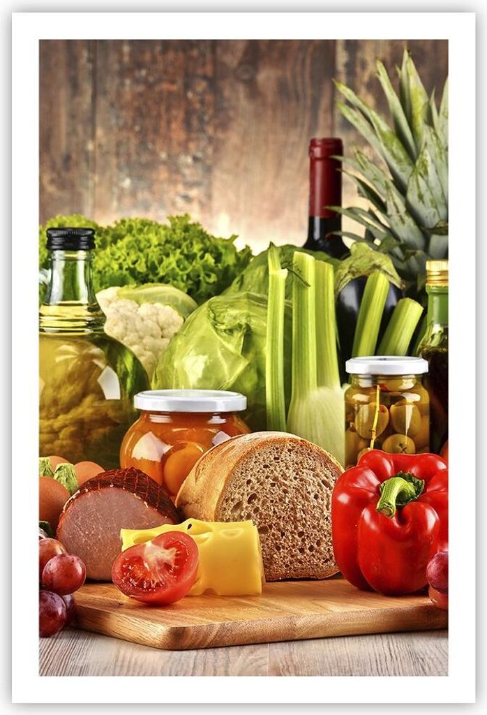 Poster - Poster ohne Rahmen - Lebensmittel Gemüse Brokkoli Fleisch - 61x91,5 cm - Wand Bild - Wanddeko - Wandbilder - Kunstposter - Wandposter - B...