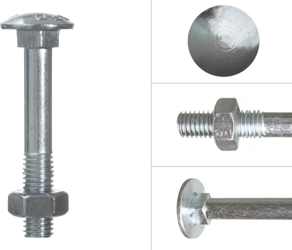 Schlossschrauben Verzinkt M10 x 70 mm - 100 Stück