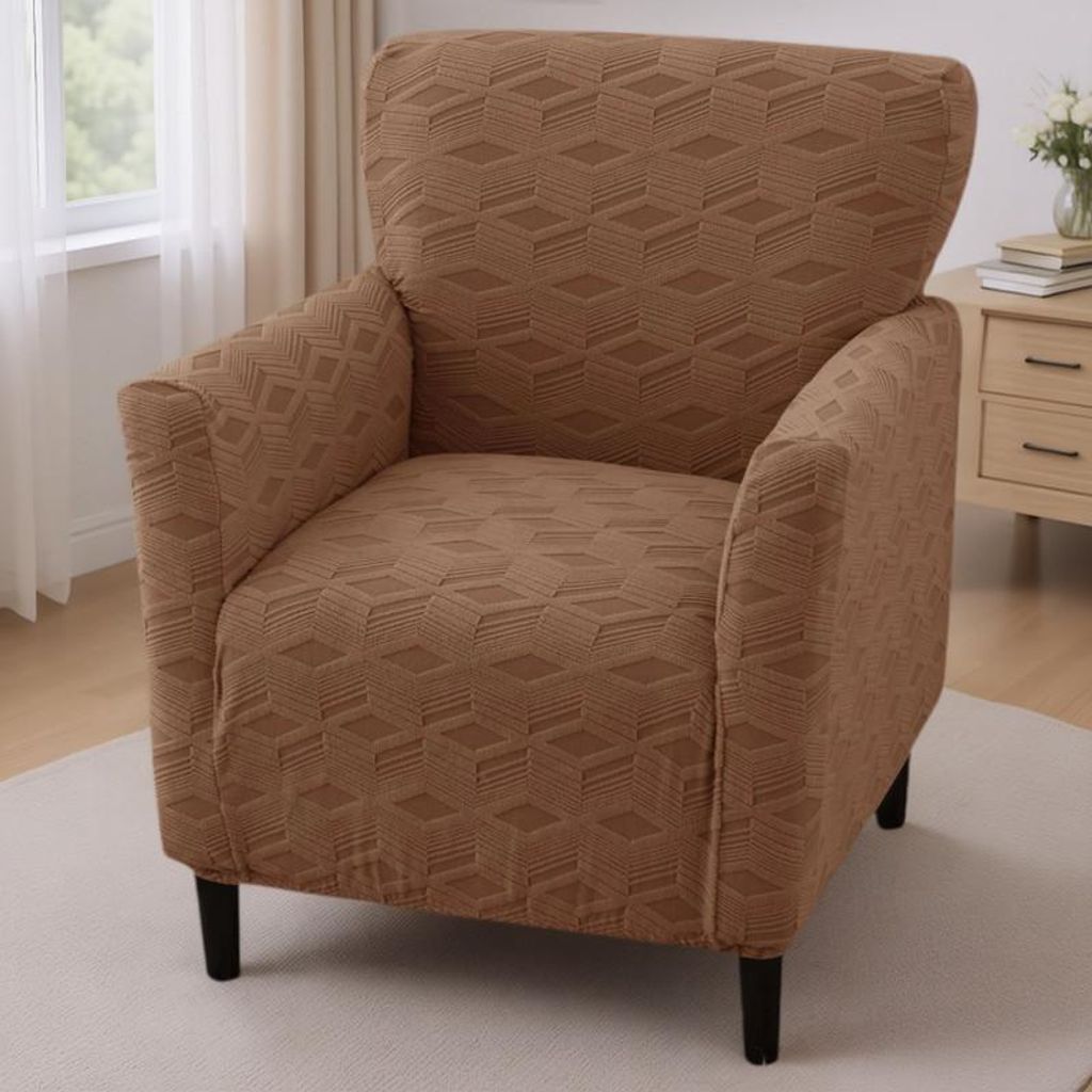 Stretch-Sofabezug, 1-Sitzer-Sofa-Schutz fürs Wohnzimmer,Hellbraun