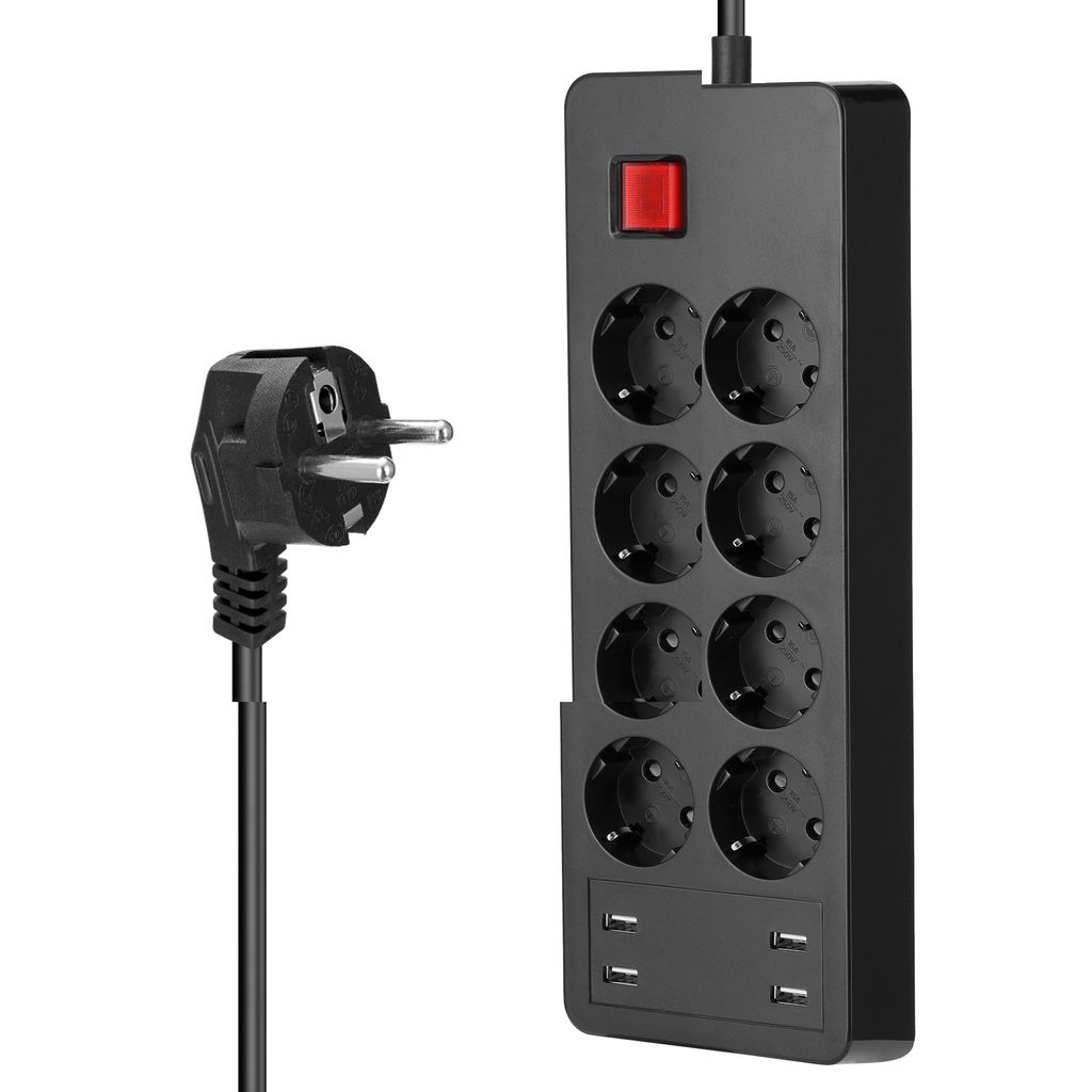 8AC 4USB EU Outlets Power Strips EU Hole Line Platooninsert USB Handy Ladegeräte für Home Office Stecker mit Hauptschalter