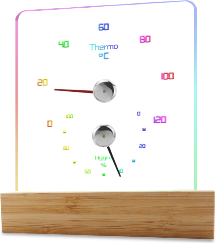 INF Saunathermometer Hygrometer mit RGB-Licht Produktbild 