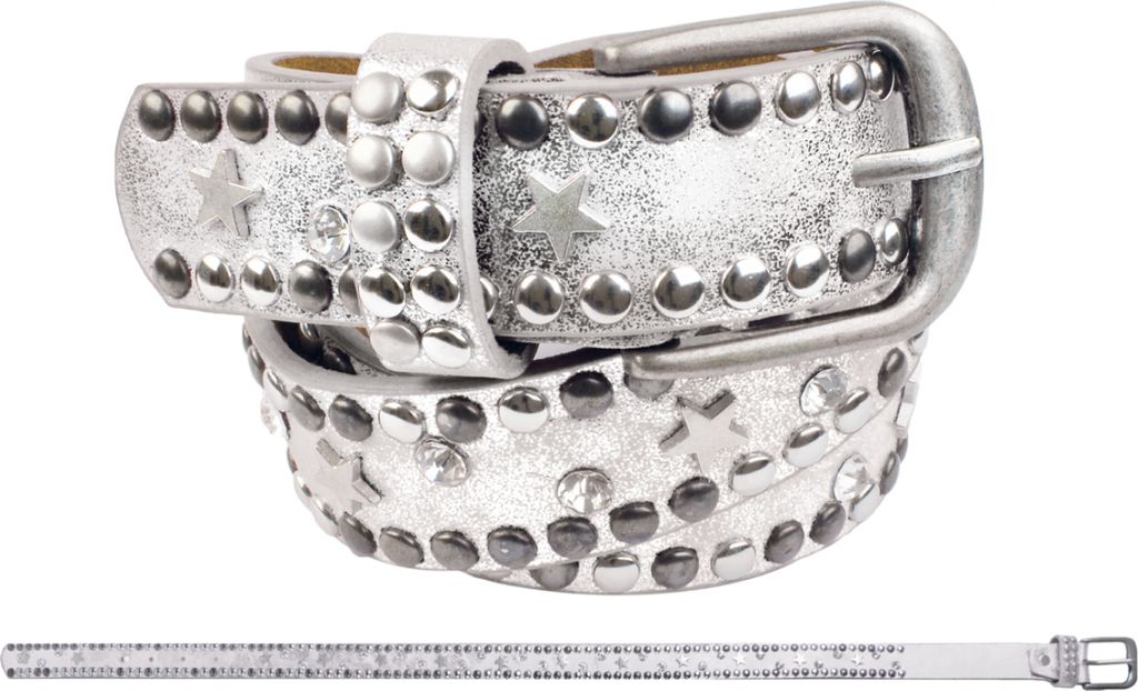 Gürtel Nieten & Stern weiß 70 cm - bb-Klostermann 22523 - Kindergürtel