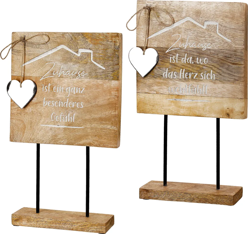 Décoration Gilde en bois de manguier naturel 34,5 cm - Set de 2 - 55333