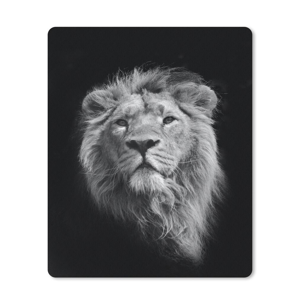 MuchoWow Mauspad Mousepad Asiatischer Löwe vor schwarzem Hintergrund in Schwarz und Weiß 30x40 cm - Mousepads - Maus Mat - Pad - Mausunterlage ...