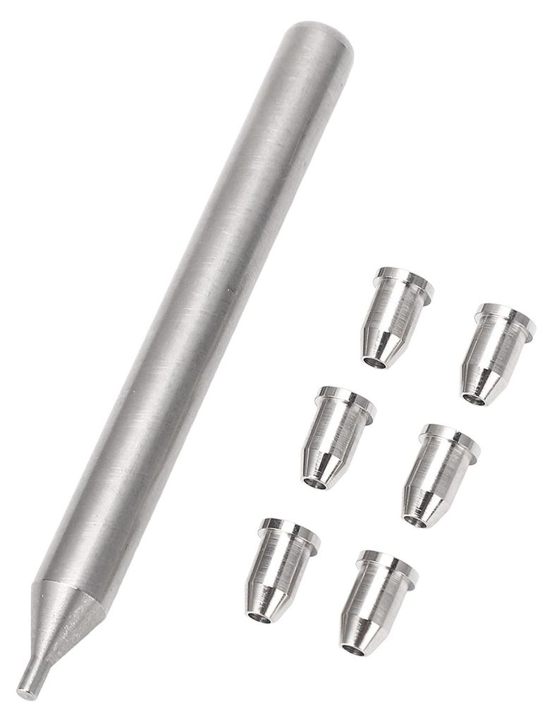 6-teiliges Set Gitarrensaitenhülsen aus Metall für die Durchführung durch den Korpus, Ersatzteile und Montagewerkzeug