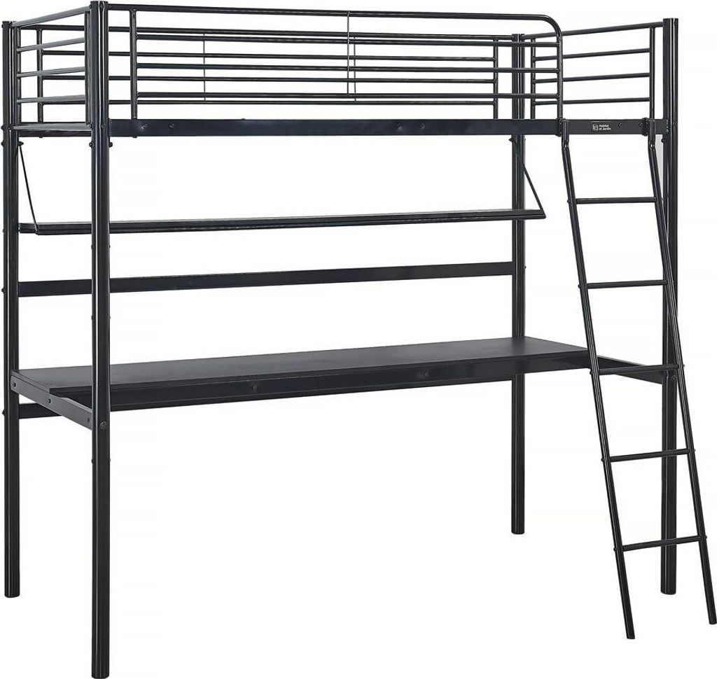 Lit mezzanine avec bureau "Alona" - 90 x 190 cm - Noir Image du produit 