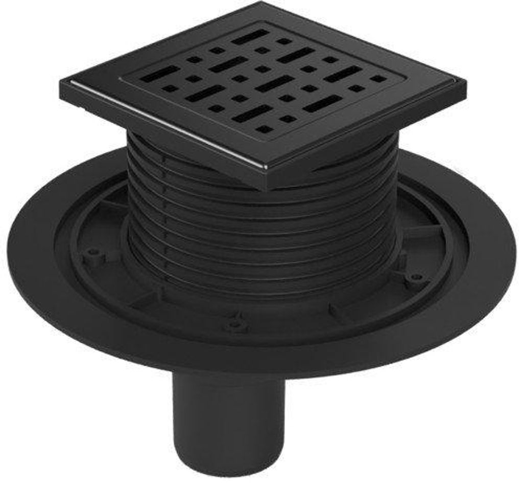 Chud?j Bodenablauf unten schwarz D50, Edelstahlgitter VORNE schwarz F1 384 A C