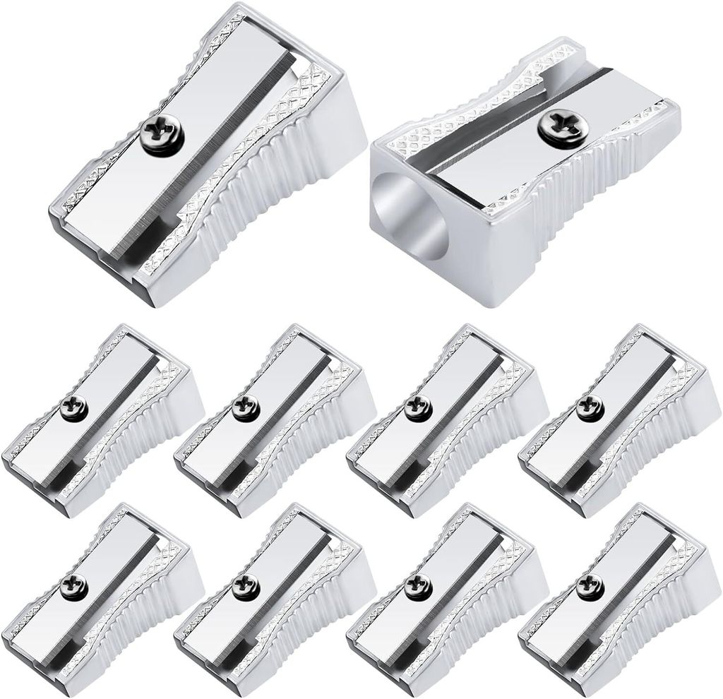 Bleistiftspitzer 10 Stück Einloch-Aluminiumlegierung Bleistiftspitzer Handheld Metall-Bleistiftspitzer Mini-Bleistiftspitzer Metallkeil-Anspitzer ...